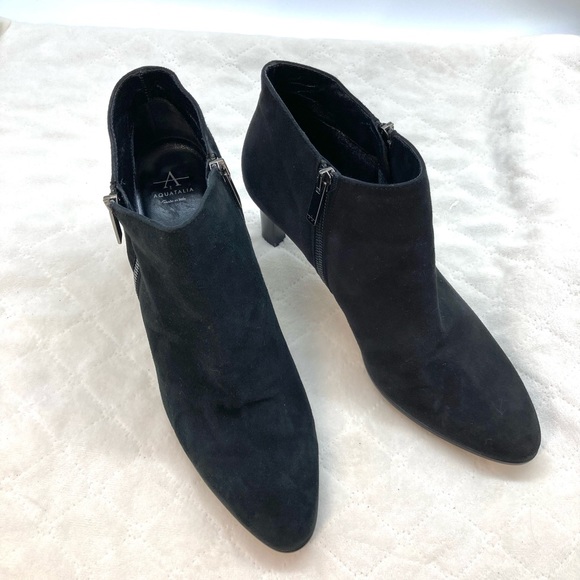Aquatalia Dina Black Suede Booties - Picture 2 of 11